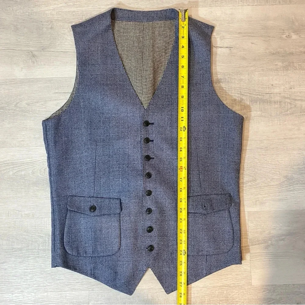 Tailored Blue Grey Formal Tweed Vest or Waistcoat